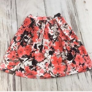 Joe B Skirt Pink Black Flowers Full Pleated Small